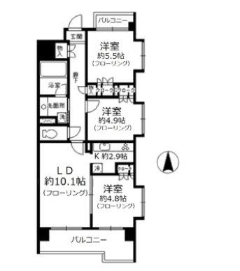 ザ・グランフォーリア西日暮里(3LDK/11階)の間取り写真