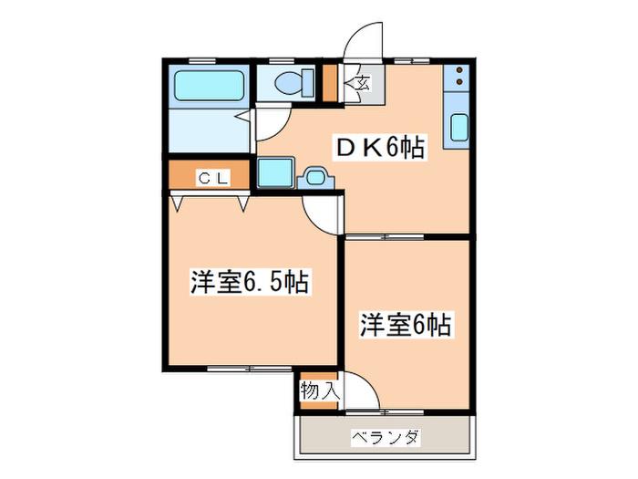FCハイム(2DK/1階)の間取り写真