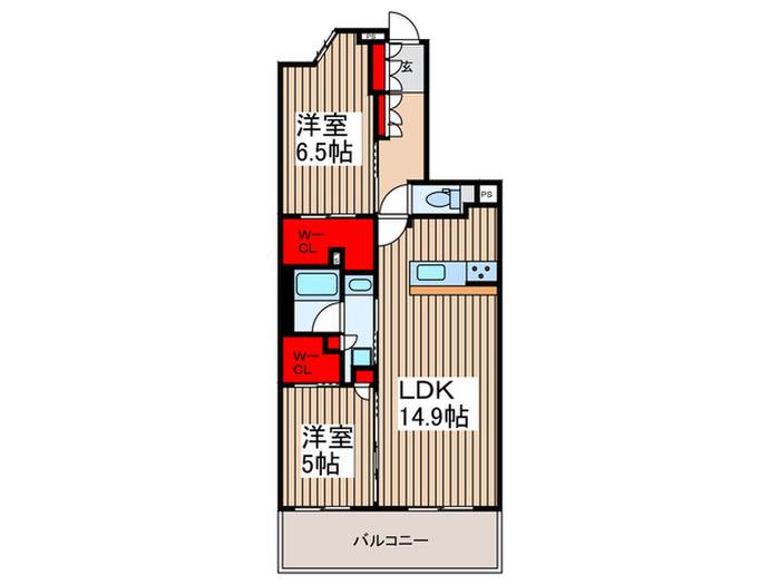 サンクレイドル与野(2LDK/2階)の間取り写真