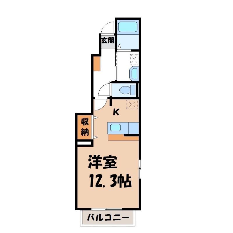モダン ソレイユI(1K/1階)の間取り写真