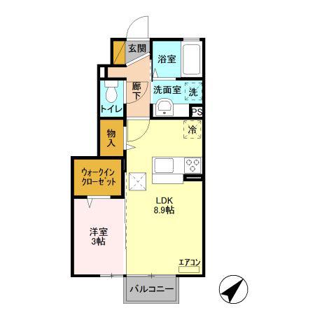 フォーゲルテラスロート I(1LDK/1階)の間取り写真