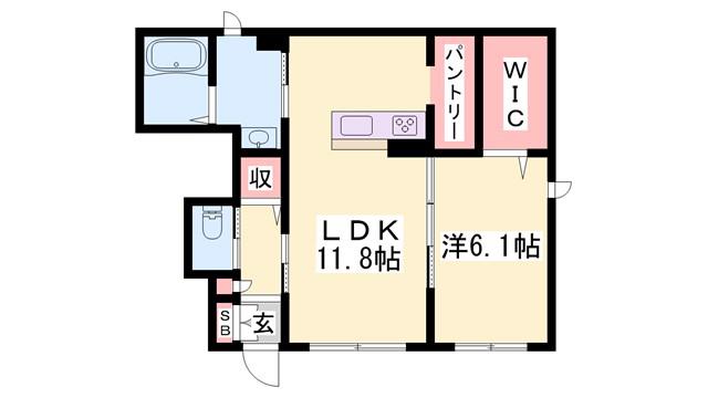 シャーメゾン北条(1LDK/1階)の間取り写真