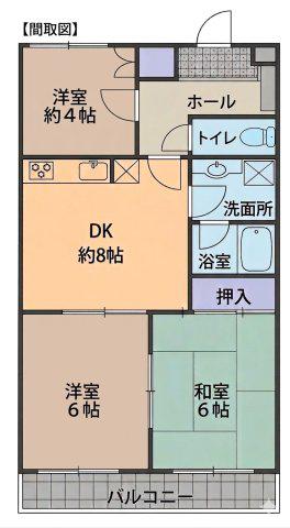 サクシードベル来夢館(3DK/4階)の間取り写真