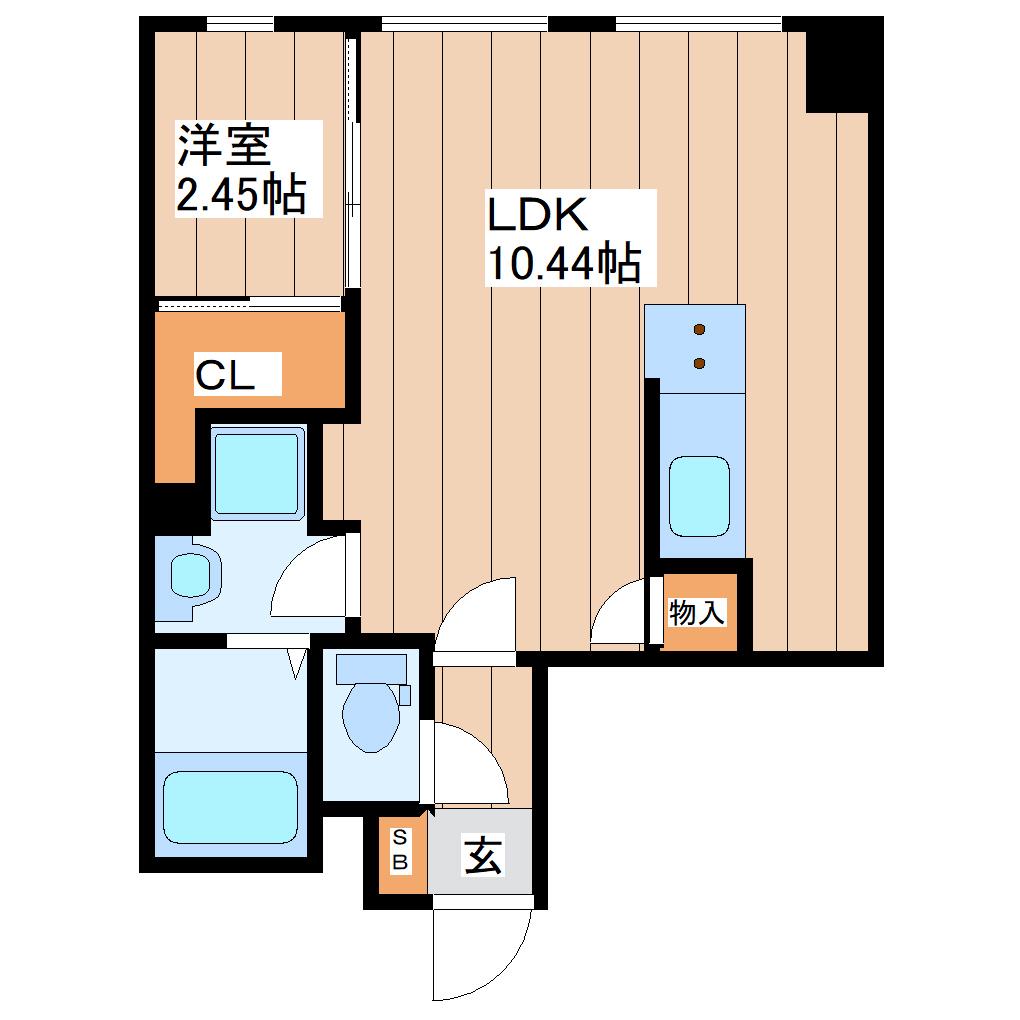ブランロゼ二日町(1LDK/5階)の間取り写真