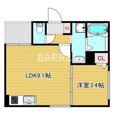 姫里二丁目(1LDK/2階)の間取り写真