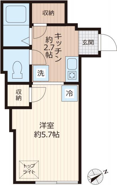 BONHEUR府中(1K/1階)の間取り写真