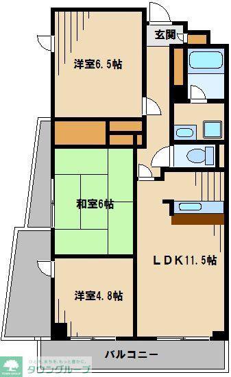 パウロニアビューコート(3LDK/8階)の間取り写真