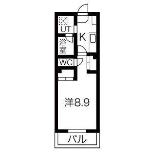 イースタンヒルズ八事(1K/2階)の間取り写真