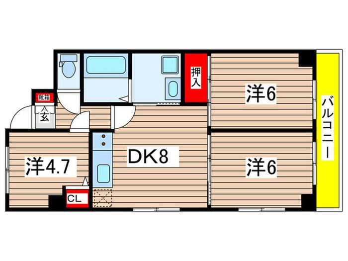 プレズィール(3DK/6階)の間取り写真