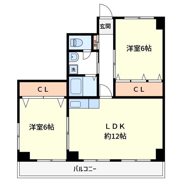 エクセレントアベ(2LDK/4階)の間取り写真
