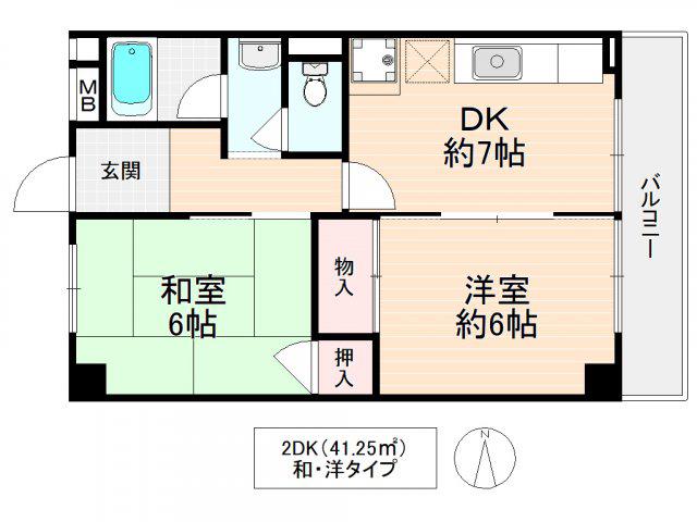 シャトー中村(2DK/3階)の間取り写真