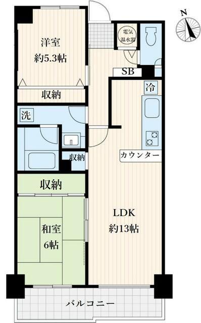 アミ浜田山(2LDK/1階)の間取り写真