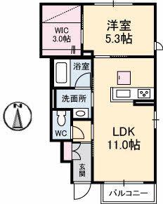 シャーメゾン桑ノ山(1LDK/1階)の間取り写真