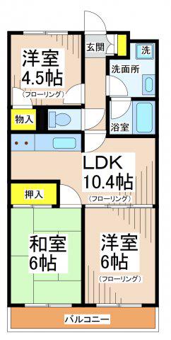 リーフレットパークK.A(3LDK/3階)の間取り写真