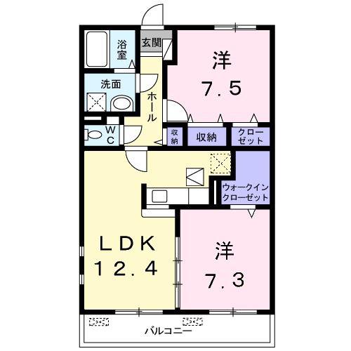 クレールIII D(2LDK/2階)の間取り写真