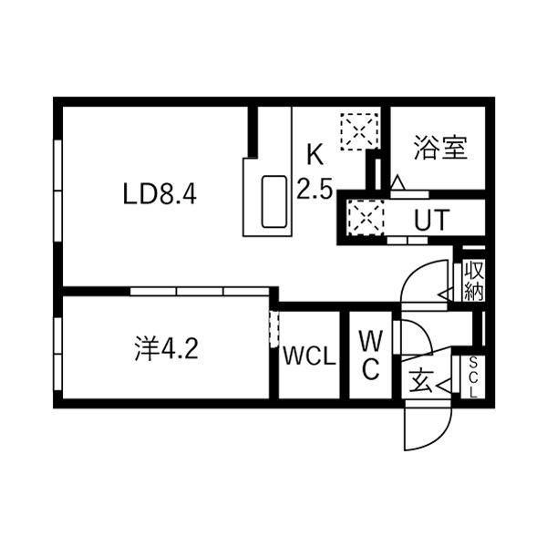 北8東8MS(1LDK/5階)の間取り写真