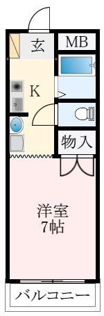 ウインライフ藤井寺(1K/2階)の間取り写真