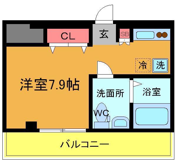 京成本線 京成中山駅 徒歩3分 4階建 築18年(ワンルーム/4階)の間取り写真