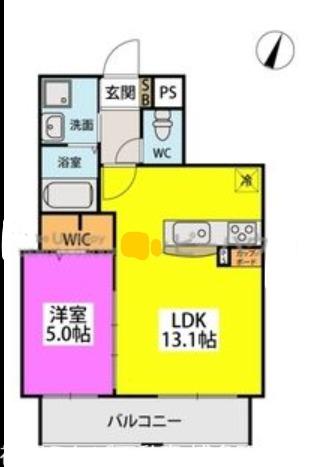 ボヌールII(1LDK/1階)の間取り写真