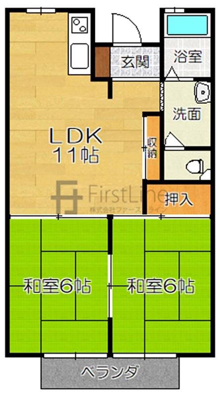 アーバンハイム6(2LDK/2階)の間取り写真