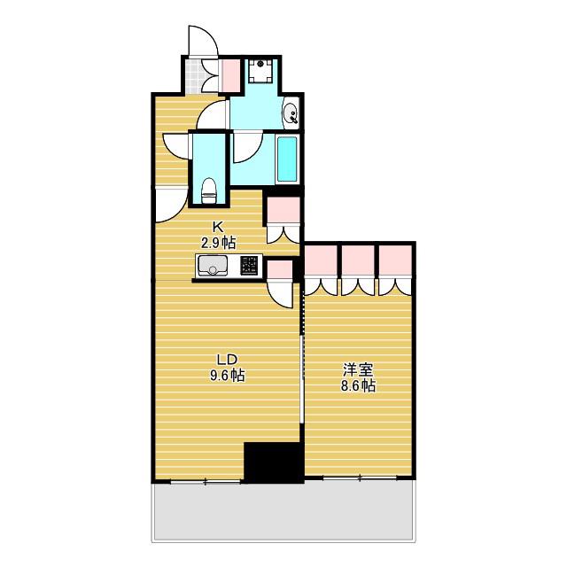ジオタワー大阪十三(1LDK/9階)の間取り写真