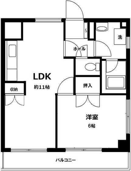 八万ビル(1LDK/5階)の間取り写真