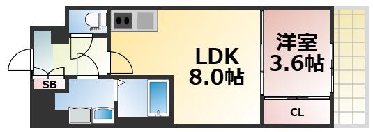 ALIVIS緑橋(1LDK/4階)の間取り写真