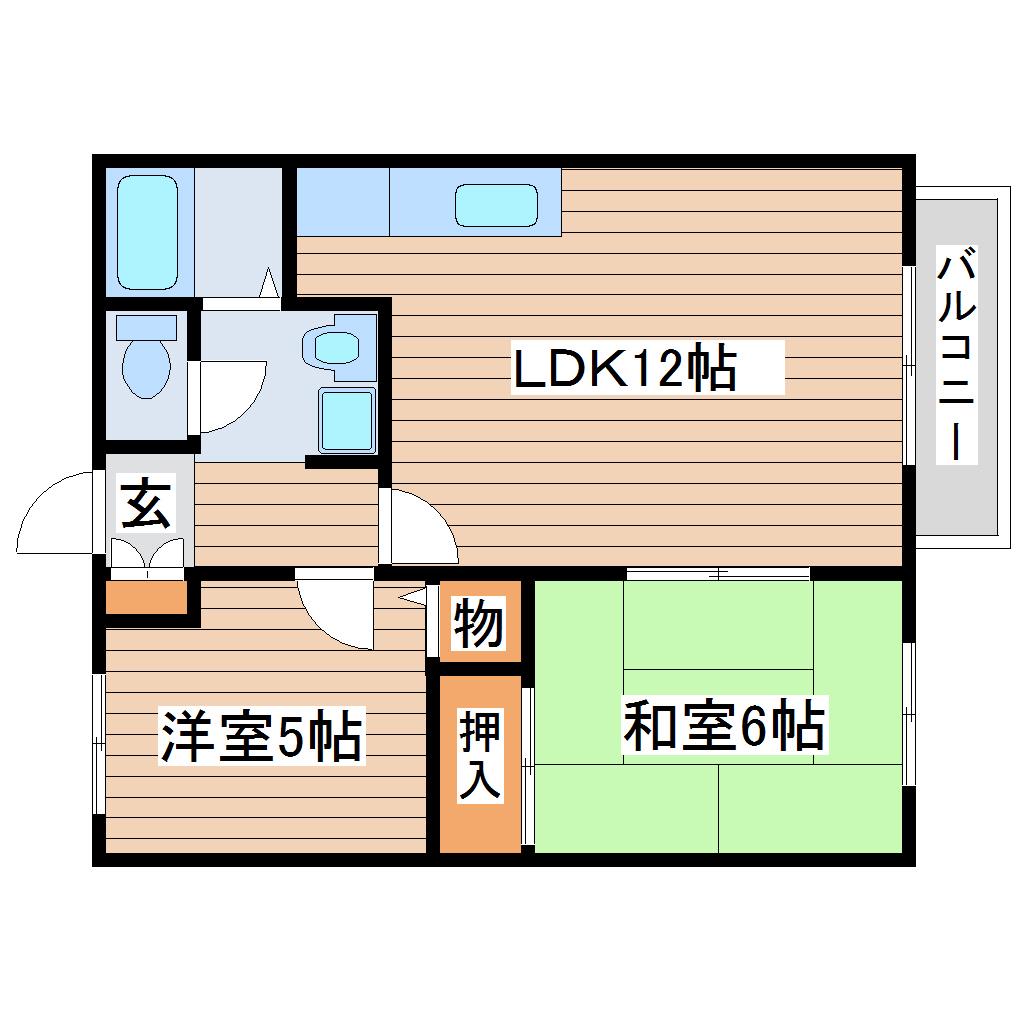 サンガーデン遠見塚(2LDK/2階)の間取り写真