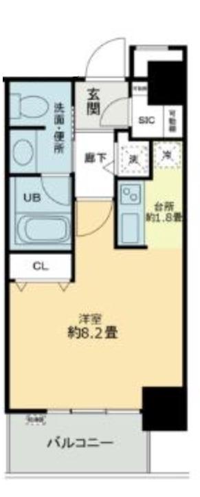 クロスレジデンス大阪新町(1K/6階)の間取り写真