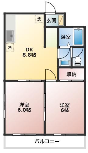 メゾンドポレポレ(2DK/3階)の間取り写真
