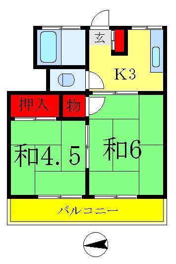 富士コーポ(2K/3階)の間取り写真