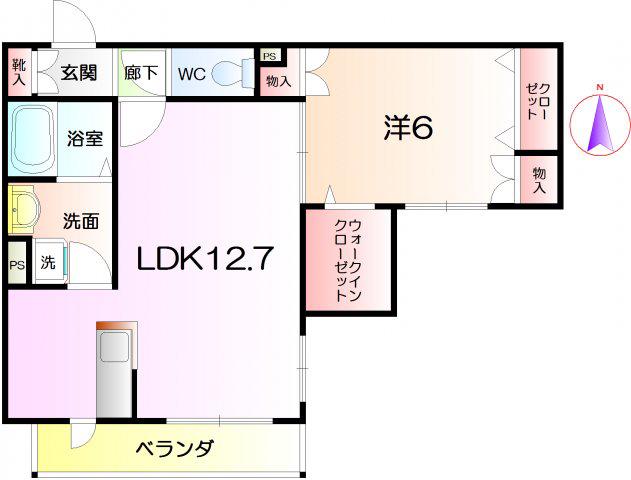 中百舌鳥コート(1LDK/2階)の間取り写真