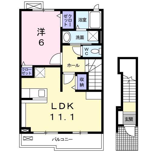 グレイス・ハーモニー(1LDK/2階)の間取り写真