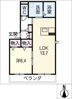 シャーメゾン二宮(1LDK/3階)の間取り写真