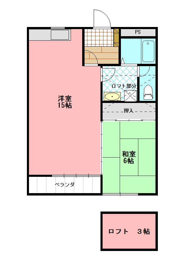 パークサイドふかや(1LDK/2階)の間取り写真