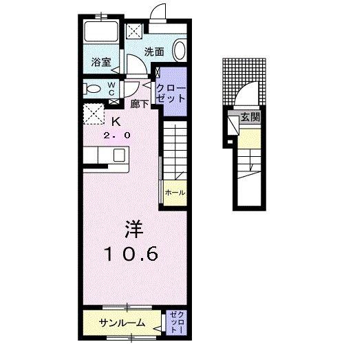 サンクロラII(1K/2階)の間取り写真