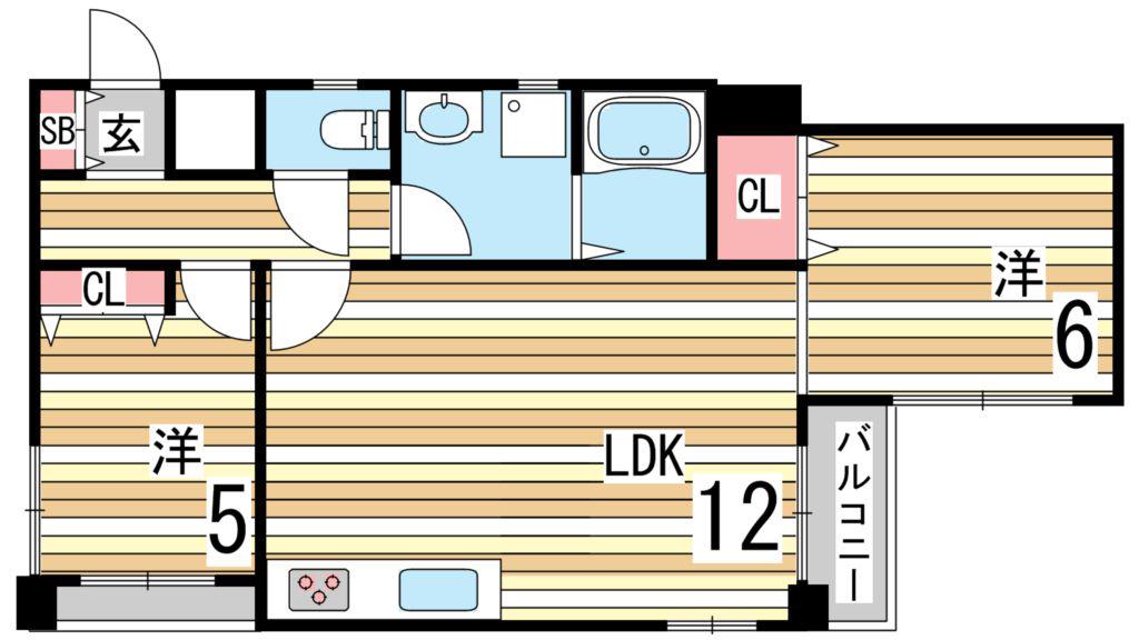 グランドメゾン魚崎北町(2LDK/3階)の間取り写真