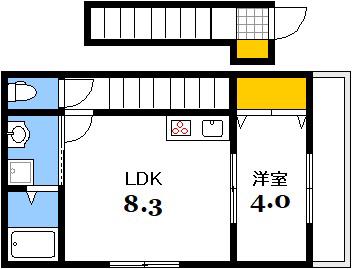 ロイヤルヴィラ向洋(1LDK/2階)の間取り写真