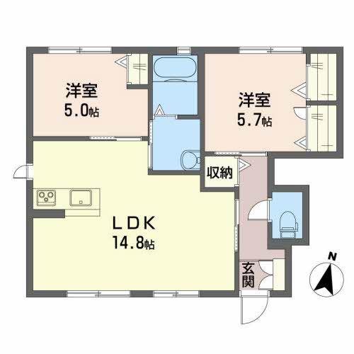 シャーメゾンアゼリアA棟(2LDK/1階)の間取り写真