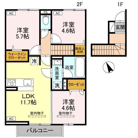 TORISIAS花垣II(3LDK/2階)の間取り写真