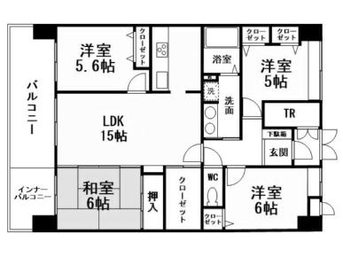 グランドパレスロイヤルコート大手町403(4LDK/4階)の間取り写真