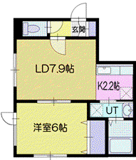 サフィール信濃(1LDK/1階)の間取り写真