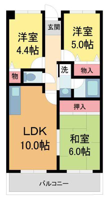 ライフイン水月(3LDK/2階)の間取り写真