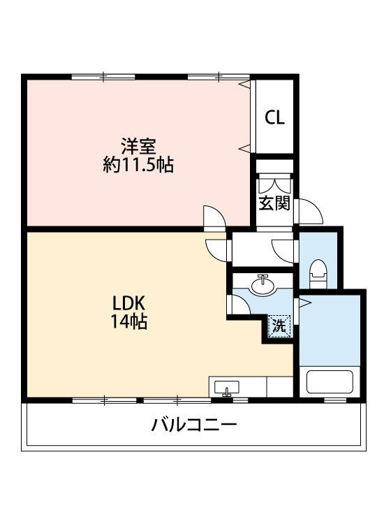 ライフヴィレッジ田迎III(1LDK/3階)の間取り写真