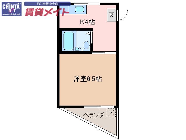 第3三恵ビル(1K/2階)の間取り写真
