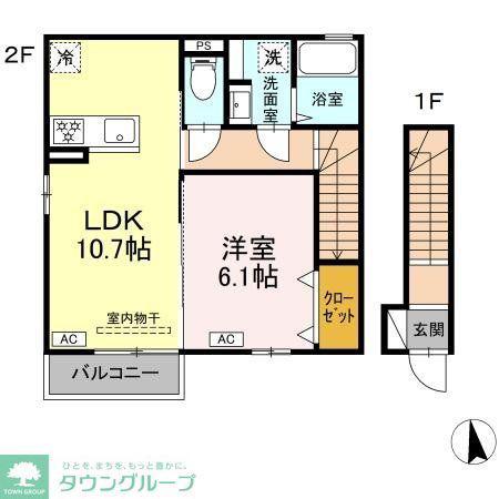 コンパセタ(1LDK/2階)の間取り写真