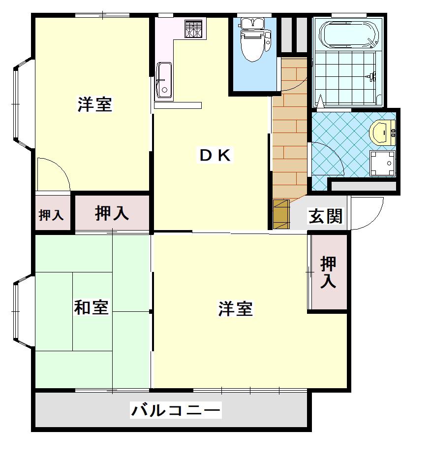 ライフ・ビラ竜王B(3DK/1階)の間取り写真