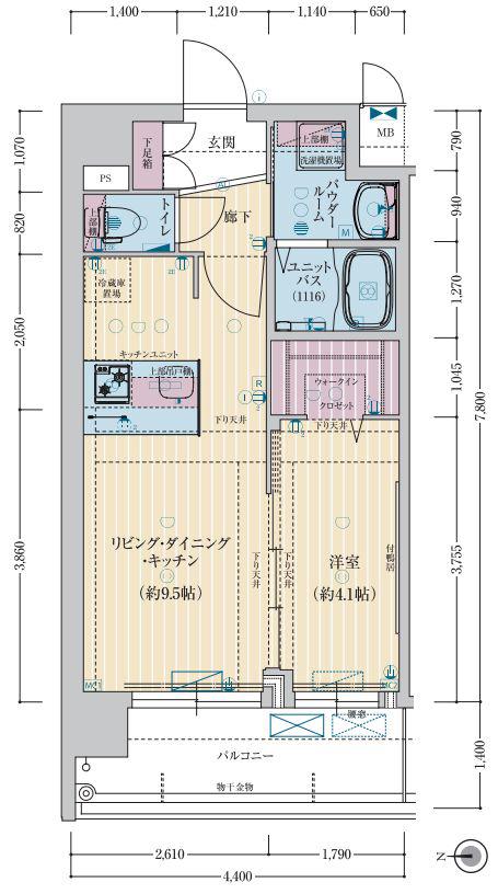 ファステート京都西院パール(1LDK/4階)の間取り写真