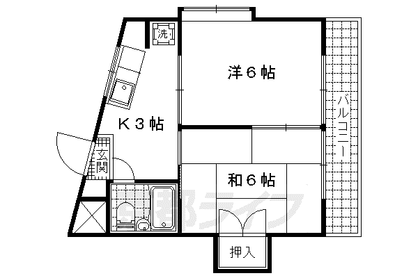 第二ふもとビル(1DK/3階)の間取り写真