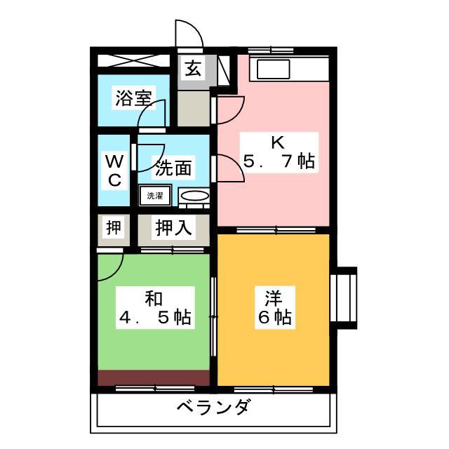 ダンサプリメーロ(2K/2階)の間取り写真